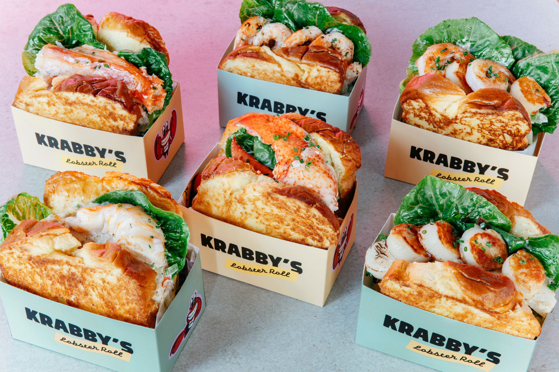 Krabby's Lobster Roll packaging design by Hue Studio